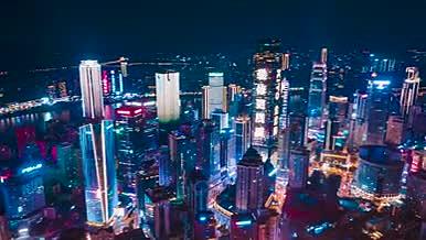 4K航拍延时重庆渝中解放碑CBD夜景视频的预览图